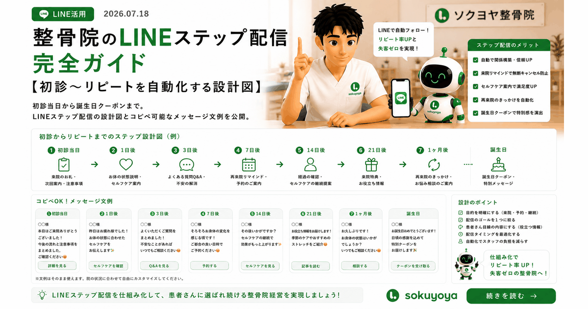整骨院のLINEステップ配信完全ガイド【初診〜リピートを自動化する設計図】
